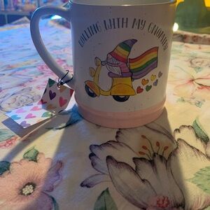 Colorful Gnome Mug with Rainbow Hearts